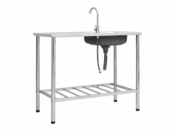 Fregadero de camping individual con grifo de acero inoxidable Plateado Best
