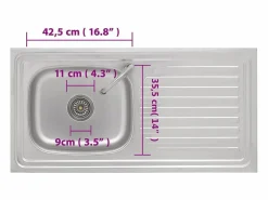 Fregadero de camping individual con grifo de acero inoxidable Plateado Best