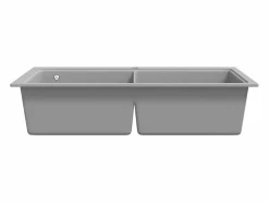 Fregadero de cocina bajo encimera de granito blanco y con doble cubeta Gris New
