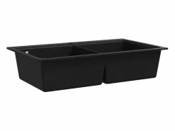 Fregadero de cocina bajo encimera de granito de dos cubetas Negro Best