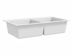 Fregadero de cocina bajo encimera de granito crema con doble cubeta^ Hot