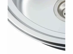 Fregadero de cocina con colador y sifón ovalado de acero inoxidable Plateado Discount