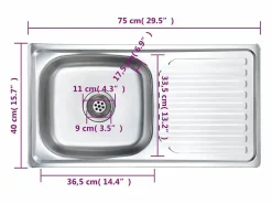 Fregadero de cocina con colador y sifón de acero inoxidable Plateado