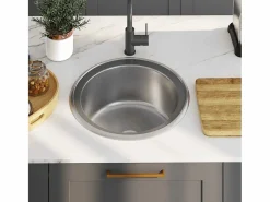 Fregadero|Fregadero de cocina con colador y sifón de acero inoxidable