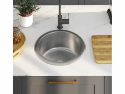 Fregadero de cocina con colador y sifón de acero inoxidable Plateado Outlet