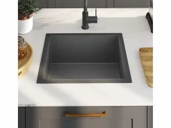 Fregadero de cocina de acero inoxidable hecho a mano Negro Sale