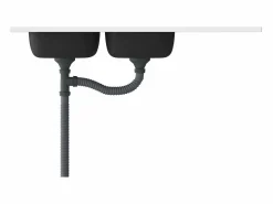 Fregadero de cocina de dos senos de 1200x500x155 mm de acero inoxidable^ Online