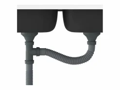 Fregadero de cocina de dos senos de 1200x500x155 mm de acero inoxidable^ Online