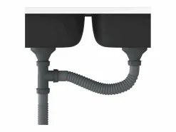 Fregadero de cocina de doble seno de acero inoxidable de 800x500x155 mm.^ New