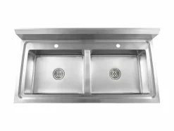Fregadero de cocina de doble seno de acero inoxidable Plateado Sale