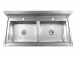 Fregadero de cocina de doble seno de acero inoxidable Plateado Sale