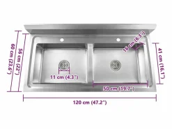 Fregadero de cocina de doble seno de acero inoxidable Plateado Sale