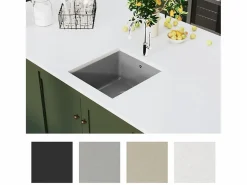 Fregadero de cocina de granito de un solo tazón Gris Discount