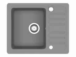Fregadero de cocina de granito de un solo tazón Gris Discount