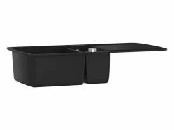 Fregadero de cocina de granito de dos senos Negro Discount
