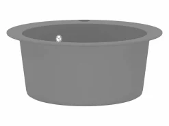 Fregadero de cocina de granito de un seno redondo Gris Outlet