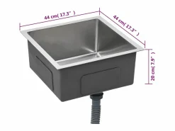 Fregadero de cocina hecho a mano de acero inoxidable Plateado Discount