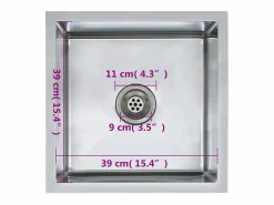 Fregadero de cocina hecho a mano de acero inoxidable Plateado Discount