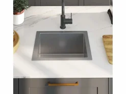 Fregadero de cocina hecho a mano de acero inoxidable Plateado Outlet