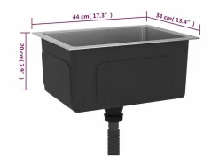 Fregadero de cocina hecho a mano de acero inoxidable Plateado Outlet