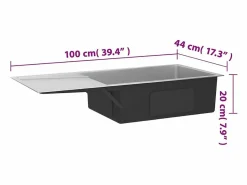 Fregadero de cocina hecho a mano de acero inoxidable Plateado Hot