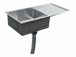 Fregadero de cocina hecho a mano de acero inoxidable Plateado Online