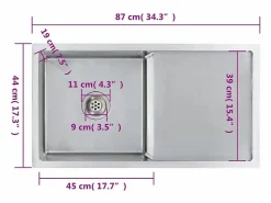 Fregadero de cocina hecho a mano de acero inoxidable Plateado Online