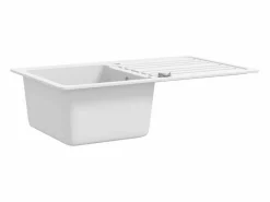 Fregadero de cocina reversible de granito crema de un seno con escurridor^ Online