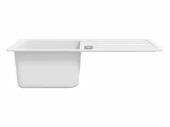 Fregadero de cocina reversible de granito crema de un seno con escurridor^ Online