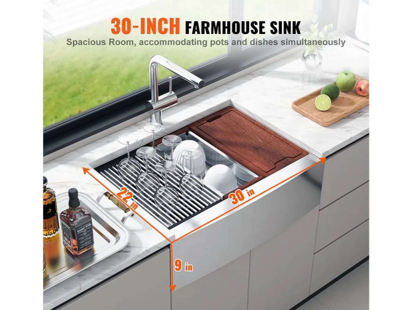 Fregadero de Cocina SucceBuy Estilo Rústico, de Acero Inoxidable 304, de un Solo Seno, 76 x 56 x 23 Cm^ Sale