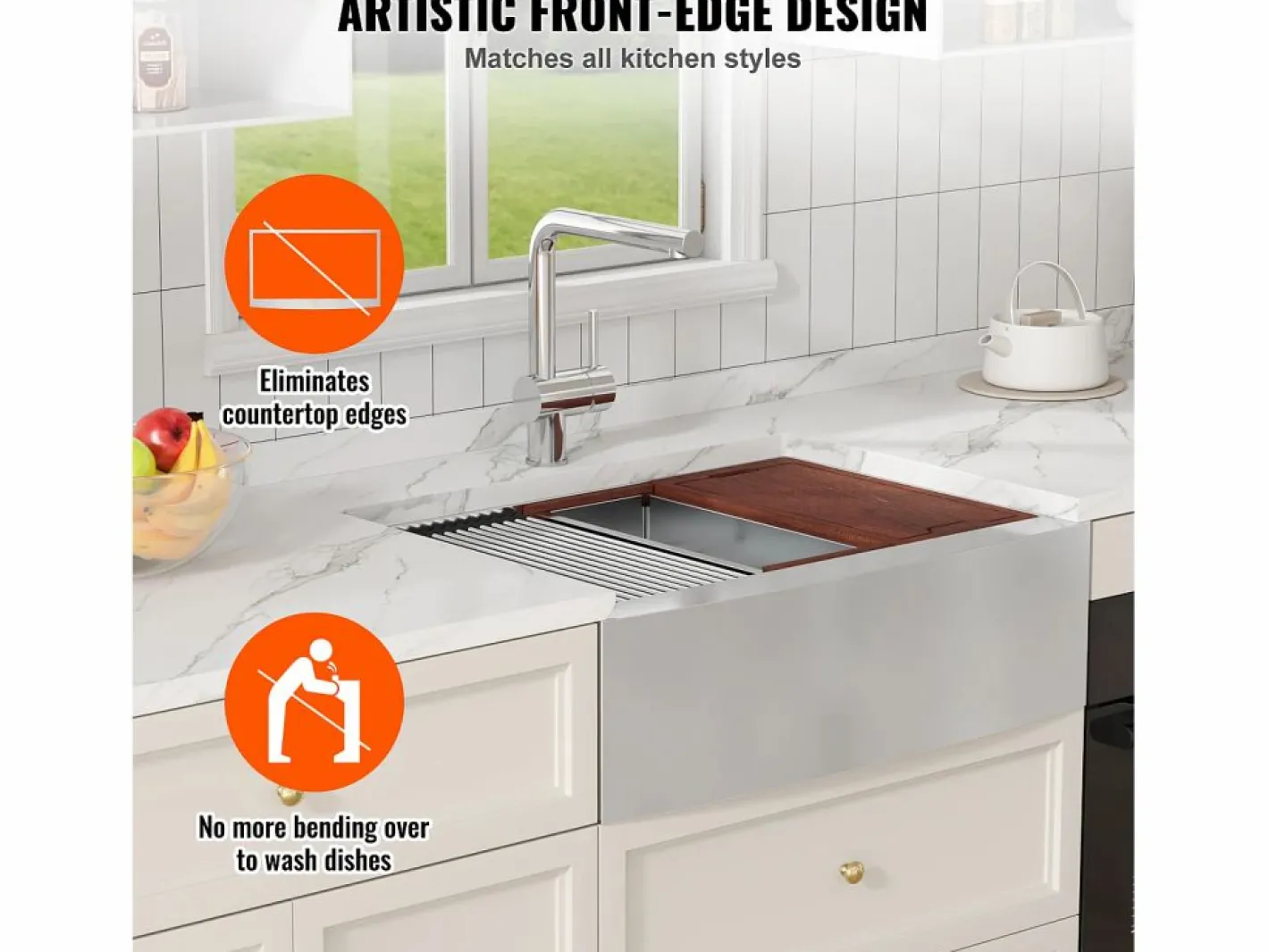 Fregadero de Cocina SucceBuy Estilo Rústico, de Acero Inoxidable 304, de un Solo Seno, 76 x 56 x 23 Cm^ Sale