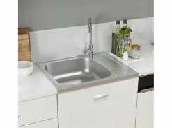 Fregadero de cocina y escurridor 600x500x155 mm acero inoxidable^ Sale