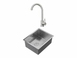 Vente-unique Fregadero|Fregadero SOELA de 55x45 cm + grifo ROMILY de acero inoxidable -