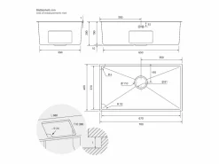 ML-DESIGN Fregadero XXL de cocina un seno 70x40cm lavabo con desagüe y rebosadero Plateado Clearance