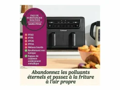 Cuisinart Freidora sin aceite Airfryer AFD10OBLE 10,4L Doble Cubeta 2400W Negra, 7 Modos, Sin PFAS Negro Best