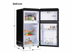 Hauss Spole Electrodomésticos De Frío|Frigorífico estilo retro de 72L con iluminación LED - Congelador de 21L -
