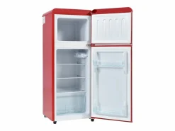 Hauss Spole Frigorífico retro de 92 litros con 2 puertas e iluminación LED - -27 °C a 13 °C - Rojo Hot