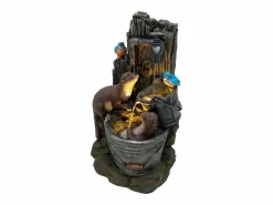 Monstershop Fuente de Agua de Jardín "Otter Oasis" con luz LED y cable de 7m Gris Hot