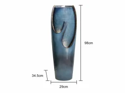 Fuente Agua|Fuente de agua de pared de cristal y poliresina, diseño elegante, color turquesa, para uso interior y exterior (29x34,5x98cm)