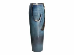 Fuente Agua|Fuente de agua de pared de cristal y poliresina, diseño elegante, color turquesa, para uso interior y exterior (29x34,5x98cm)