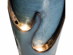 Fuente Agua|Fuente de agua de pared de cristal y poliresina, diseño elegante, color turquesa, para uso interior y exterior (29x34,5x98cm)