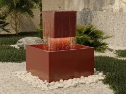 MYLIA Fuente Agua|Decoración De Jardín|Fuente de exterior de acero inoxidable y cristal - Alt. 65 cm - - CARDINA
