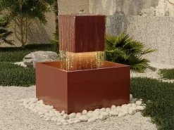 MYLIA Fuente Agua|Decoración De Jardín|Fuente de exterior de acero inoxidable y cristal - Alt. 65 cm - - CARDINA