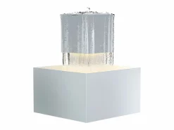 MYLIA Fuente Agua|Decoración De Jardín|Fuente de exterior de acero inoxidable con LED - Alt. 65 cm - - CARDINA