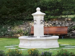 Habitat et jardin Fuente de jardín central octogonal de piedra reconstituida "Vincennes" con 4 surtidores y bomba eléctrica - 1,90 x 1,80 m Beige Clearance