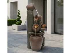 Merax Fuente de jardín para jardín y patio - 42 x 38 x 99 cm - con LED + bomba de agua - Resina - marrón Marru00f3n Online