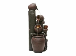 Merax Fuente de jardín para jardín y patio - 42 x 38 x 99 cm - con LED + bomba de agua - Resina - marrón Marru00f3n Online