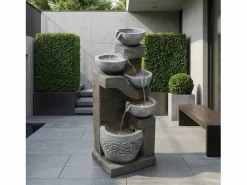 Merax Fuente Agua|Fuente de jardín para jardín y patio - 33,5 x 30,5 x 77,5 cm - con LED + bomba de agua - Resina -