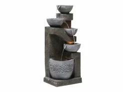 Merax Fuente Agua|Fuente de jardín para jardín y patio - 33,5 x 30,5 x 77,5 cm - con LED + bomba de agua - Resina -