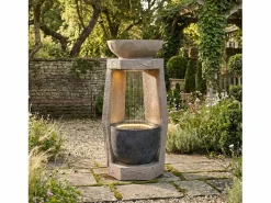 Fuente de jardín para jardín y patio - 36,5 x 36 x 81,5 cm - con LED + bomba de agua - Resina -^Merax